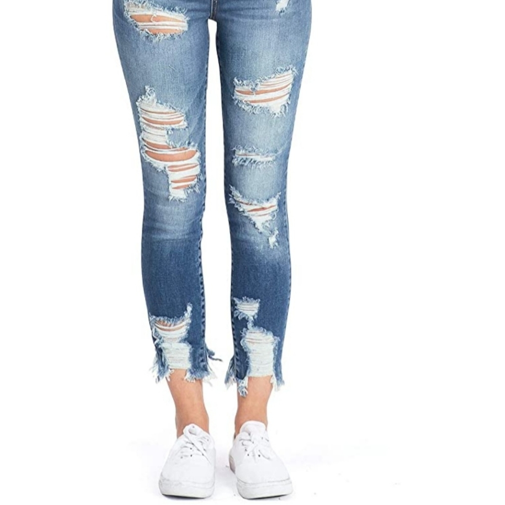 Cello Jeans Mid Rise Skinny Distressed Jeans Sz 3